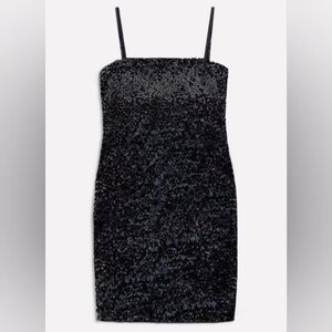 NWT Crystal Sky Bodycon Tube Cami Black Sequined Sequins Black Lined Party Dress